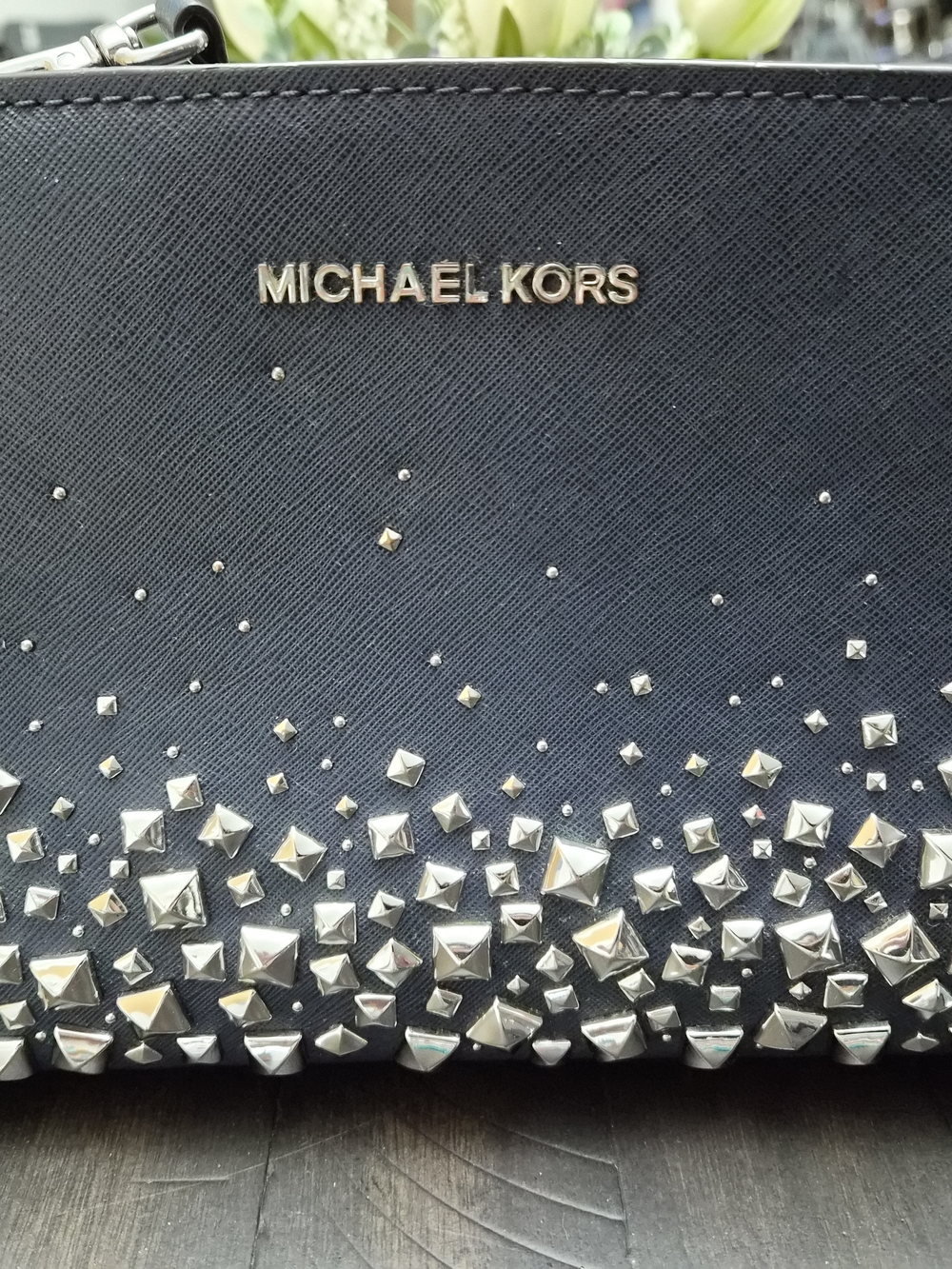 Michael Kors NAVY  Studded Crossbody PURSE